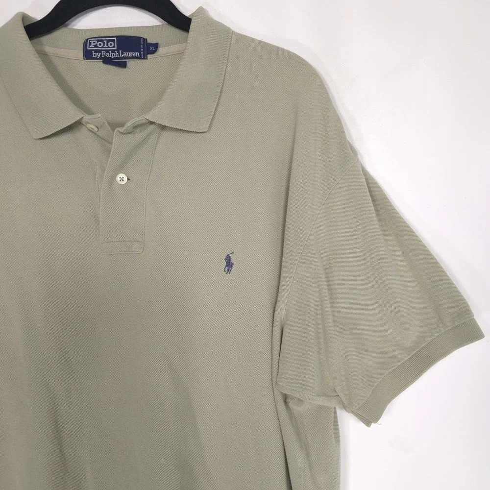 Polo by Ralph Lauren Olive Green‎ Polo Shirt Short Sleeve Cotton Size XL Vintage